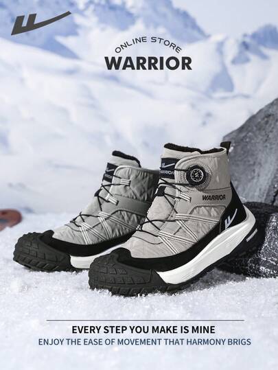 Warrior Comfortable Street Style Snow Boots For Men Autumn And Winter Comfortable Running All-Day Wear Training Sneakers Warm Fleece-Lined Sneakers