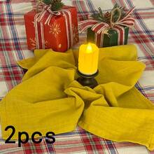 1/2/6pcs White Textured Fabric Napkins, Solid Color Foldable Shaped Cloth Napkins, French Country Christmas Party Home Dining Table Napkins - Multicolor - View 19