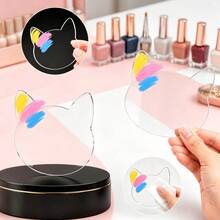 1pc Transparent Cat-Shaped Nail Art Color Palette & Fake Nail Sample Storage Board, 2-In-1 Display Stand For Press-On Nails, Multi-Purpose Nail Gel Color Palette - Multicolor - View 4