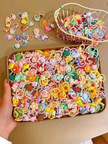 10pcs/20pcs/50pcs/100pcs Random Pet Hair Accessories Hair Ties, Cute And Non-Damaging, Suitable For Cat And Dog Decoration - Multicolor - View 10