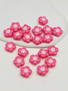 20pcs Sweet Cute Colorful Flower Beads DIY Jewelry Making And Decoration Beads For Phone Chain, Keychain, Necklace - Solid Color Floral - View 12