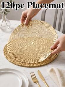 4/120pcs, Gold Round Hollow PVC Placemats, Washable Western Style Table Mats, Non-Slip Odorless Tableware Mats, Suitable For Restaurants, Cafes, Homestays, Applicable For Holidays, Parties, Gatherings, Birthdays, Weddings, Dinners And Other Occasions. - Multicolor - View 17
