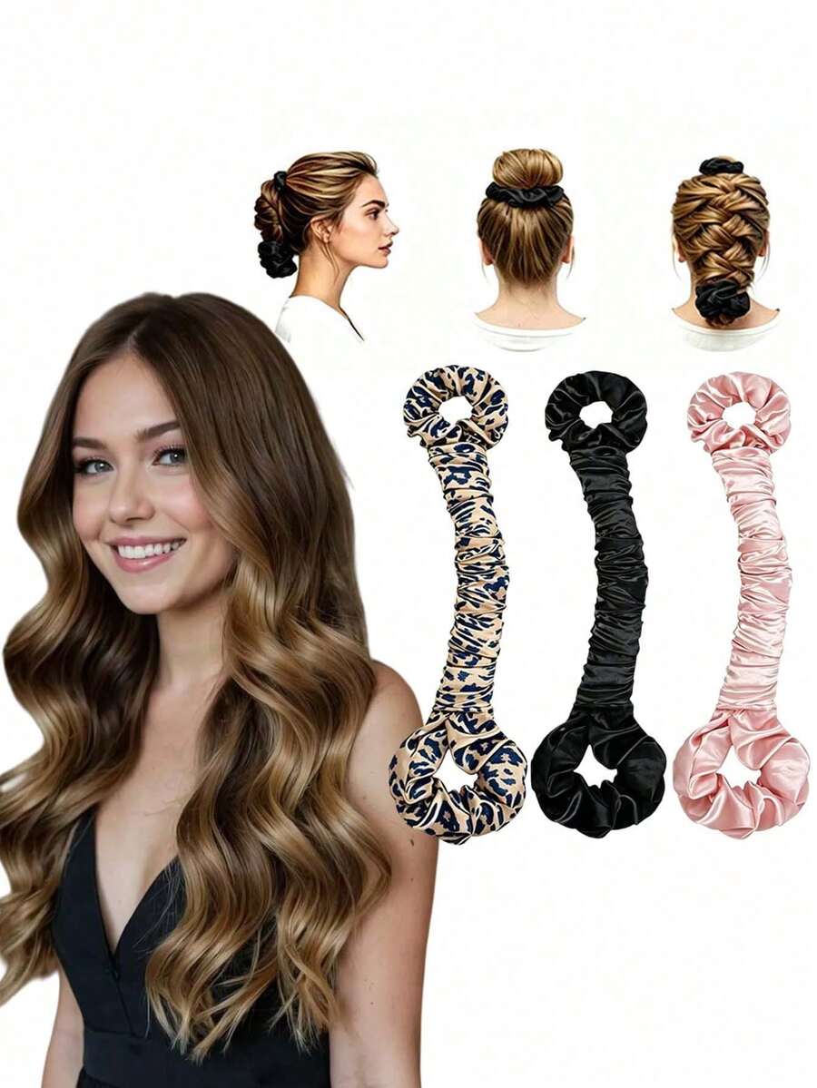 1件裝多功能緞面無熱捲髮帶 無縫捲髮棒 睡眠無熱捲髮造型套組 - 均碼 - 查看 1