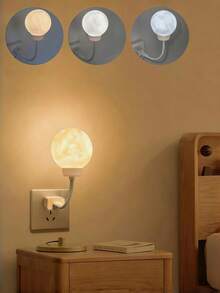 USB Smart Night Light With Adjustable Gooseneck; Voice-Controlled Mini Night Light Featuring Three Lighting Modes And English Voice Control Support; A Creative Plug-In Moon Lamp And USB Bedside Light With Preset Settings.Decorative Room Lights - Multi-color - View 13