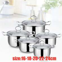 5PCS Induction Cookware Set, Non-Stick Stainless Steel Pots And Pans With Lids Included - Silver - View 8