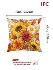Thanksgiving Autumn Table Runner, Sunflower Dahlia Daisy Floral Pattern, Rustic Country Style, Autumn Harvest Table Decor, Maple Leaf Wheat Berry Print, Linen Texture Tablecloth, Dining Room Kitchen Home Decor - Multicolor - View 13