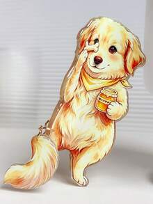 卡通黃金獵犬髮夾，可愛狗狗造型髮夾，手持蜂蜜罐與骨頭，可拆卸懸掛尾巴，可愛寵物動物髮飾，適合狗愛好者、女孩節日與日常配戴的禮物 - 彩色 - 查看 4
