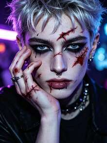 3pcs Red Halloween Temporary Tattoo Stickers - Red - View 2