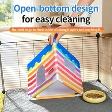 ITANDME Triangular Guinea Pig Hideout, Rainbow Cake Bunny Hideout, Bottomless And Easy To Clean, Small Animal Bed, Guinea Pig Hideout And Cage Accessories-Suitable For Guinea Pigs, Ferrets, Hedgehogs, Dwarf Rabbits, And More - View 8
