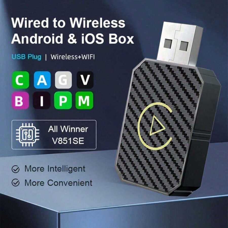 Wireless CarPlay Adapter | Equipped With USB-C, Compatible With Apple And Android, Plug And Play Mini Wireless CarPlay Converter, Low Latency, Easy Setup, Enhanced Audio Output, No Battery Required, 2025 Upgraded Version, Fast And Stable Connection - Q1M - View 1
