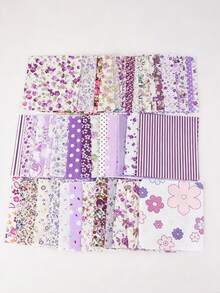 5 Inch Pre Cut Purple Floral Fabric Squares, 1/10/30/50 Pack Charm Fabric Bundle, Patchwork Quilting Fabric For Sewing Crafts, DIY Handmade Bags, Pillow, Quilt Home Decor - Multicolor - View 7