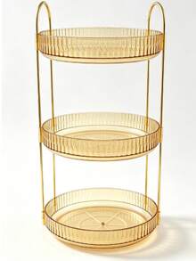 360° Rotating Makeup Organizer, Suitable For Vanity, Large Capacity Transparent Skincare Storage Box, Perfume Storage Box, Cosmetic Vanity Organizer, 1pc - Champagne - View 11
