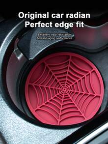 Creative Silicone Car Cup Holder Coaster, Round Universal Anti-Slip Cup Mat, Halloween Personalized Car Interior Decor, Waterproof Wear-Resistant Easy To Clean, Gothic Style Car Interior Accessory - Multicolor - View 3