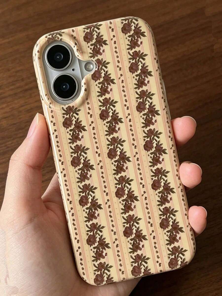 1pc Cottagecore Rose Pattern Anti‑Drop Phone Cover, Casual Outing Wear‑Resistant Protective Case, Birthday Present For Boys Girls, Compatible With IPhone 11 12 13 14 15 16 17 18 Pro Max - Multicolor - View 1