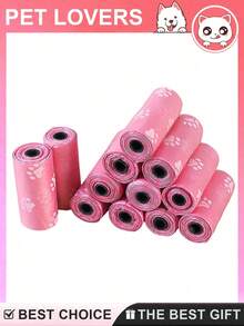 Leakproof Waste Bags Rolls With Cute Paw Print For Adult Pet Owners, Tear Resistant Refill Rolls For Daily Cleanups - Multicolor - View 3