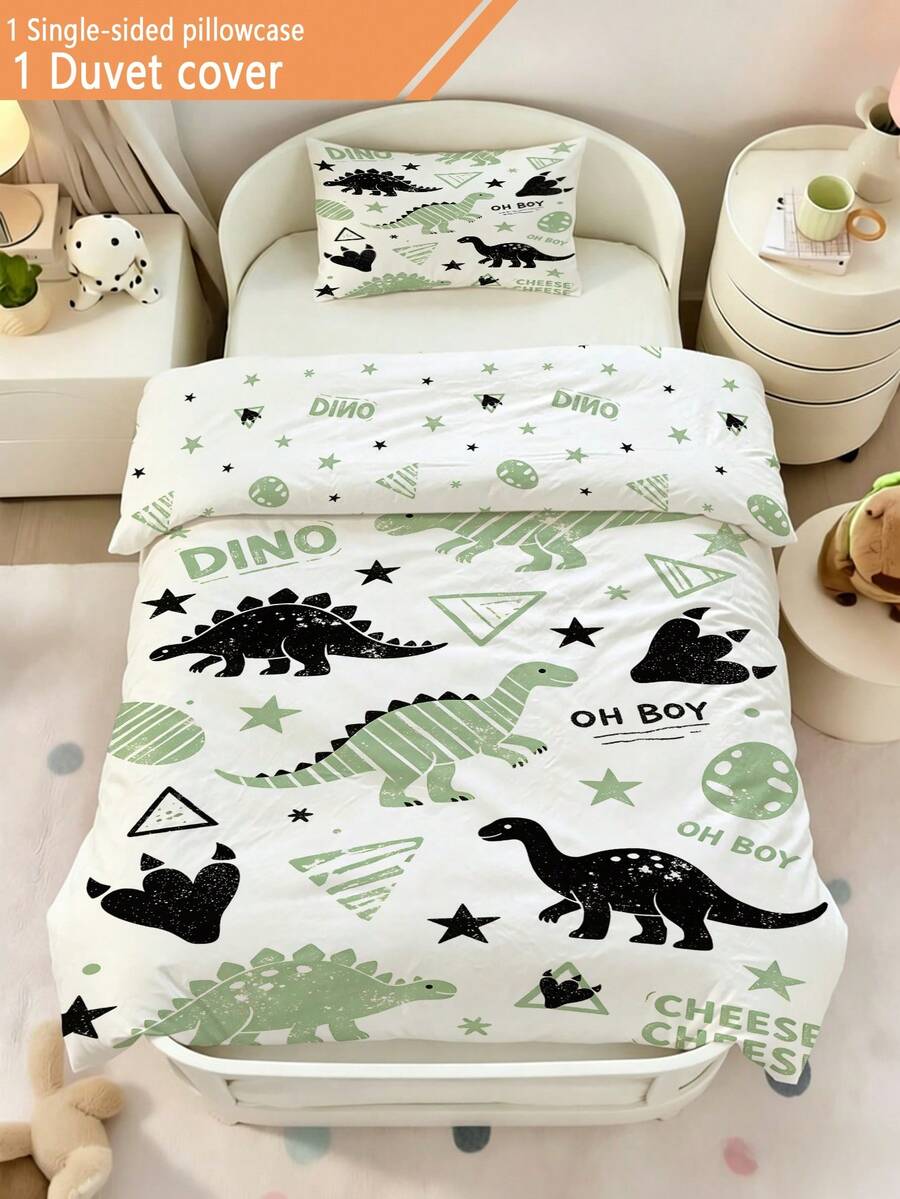 2PCS Green Black Dinosaur Bedding Set For Children Beds Crib Giving Gifts During Holidays (No Filling Material) 100% Polyester - Multicolor - View 1