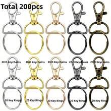 30-200pcs D-Shaped Swivel Key Ring Clips, Key Ring Accessories, Suitable For Keychains, Lanyards, Wallets DIY Crafts - D-ring + Keychain Set - View 13