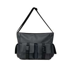 Black Waterproof Cargo Style Style Men's Tote Crossbody Bag, Double Buckle Front Pocket Multi-Pocket Large Capacity Storage, Adjustable Shoulder Strap, Functional Style Student Commute Travel Casual One Shoulder Handbag - Multicolor - View 8