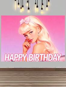 MASSDI Birthday Backdrop Pink Cartoon Themed, HD Printed Waterproof Reusable Polyester Fabric, 4 Unique Designs Optional, 95x75cm / 37.4x29.5 Inch, Easy Hanging Photo Booth Prop For Celebration Wall Ornament Gift Party Favor Decoration - Multiple Styles - View 16