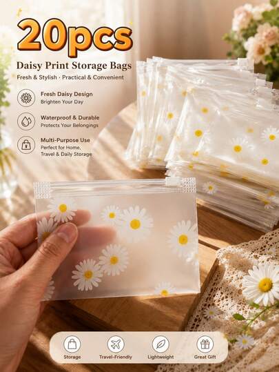10/20/30pcs Frosted Full Chrysanthemum Zipper Storage Bag, Fashionable Versatile Elegant Jewelry Storage Pouch, High-End Exquisite Jewelry Bracelet Necklace Storage Bag With Zipper, Portable Jewelry Box, Suitable For Storing Earphones, Chargers, Cosmetics, Earrings, Necklaces, Jewelry, Small Gifts, Accessories, Party Favors, Back To School Supplies, Card Holder