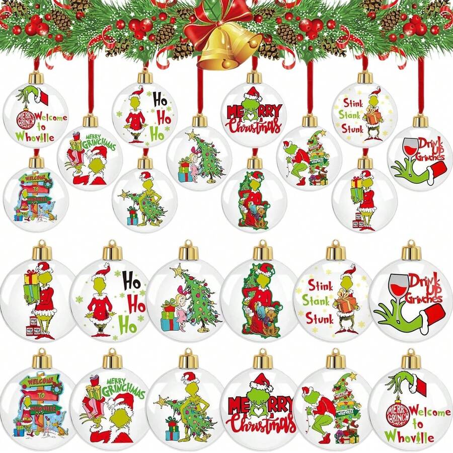 The Grinch The 12pcs Whoville Christmas Tree Hanging Ball Ornaments, Christmas Tree Decorations, Christmas Holiday Tree Home Decor - Cookie Monster - View 1