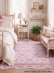1pc Asymmetrical Fluffy Luxury Soft Bohemian Vintage Pink Carpet, Non-Slip Bottom, Machine Washable, Suitable For Living Room, Bedroom, Hallway, Elegant Persian Court Style With Baroque Pattern, Indoor Rug - Pink - View 8