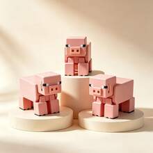 Minecraft 1 buah Miniatur Mainan Koleksi dengan Sendi yang Dapat Bergerak, Gaya Piksel, Bentuk Balok Bangunan Merah Muda, Dekorasi Meja yang Dapat Digerakkan, Pesta Ulang Tahun, Pesta Bertema Game, Pajangan Rumah, Hadiah Liburan - Berbagai gaya - View 5