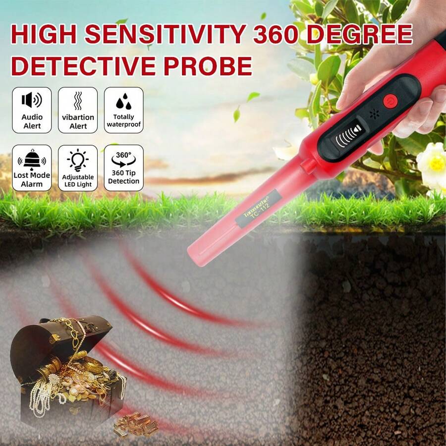 High Sensitivity Waterproof Metal Detector - 360° Scanning Adjustable Rod For Beach/Soil Hunting & Jewelry Pinpointing - Multicolor - View 1
