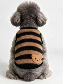 Little Brown Bear Black & Yellow Striped Pet Clothes, Suitable For Kittens And Puppies - Mustard Yellow - View 1