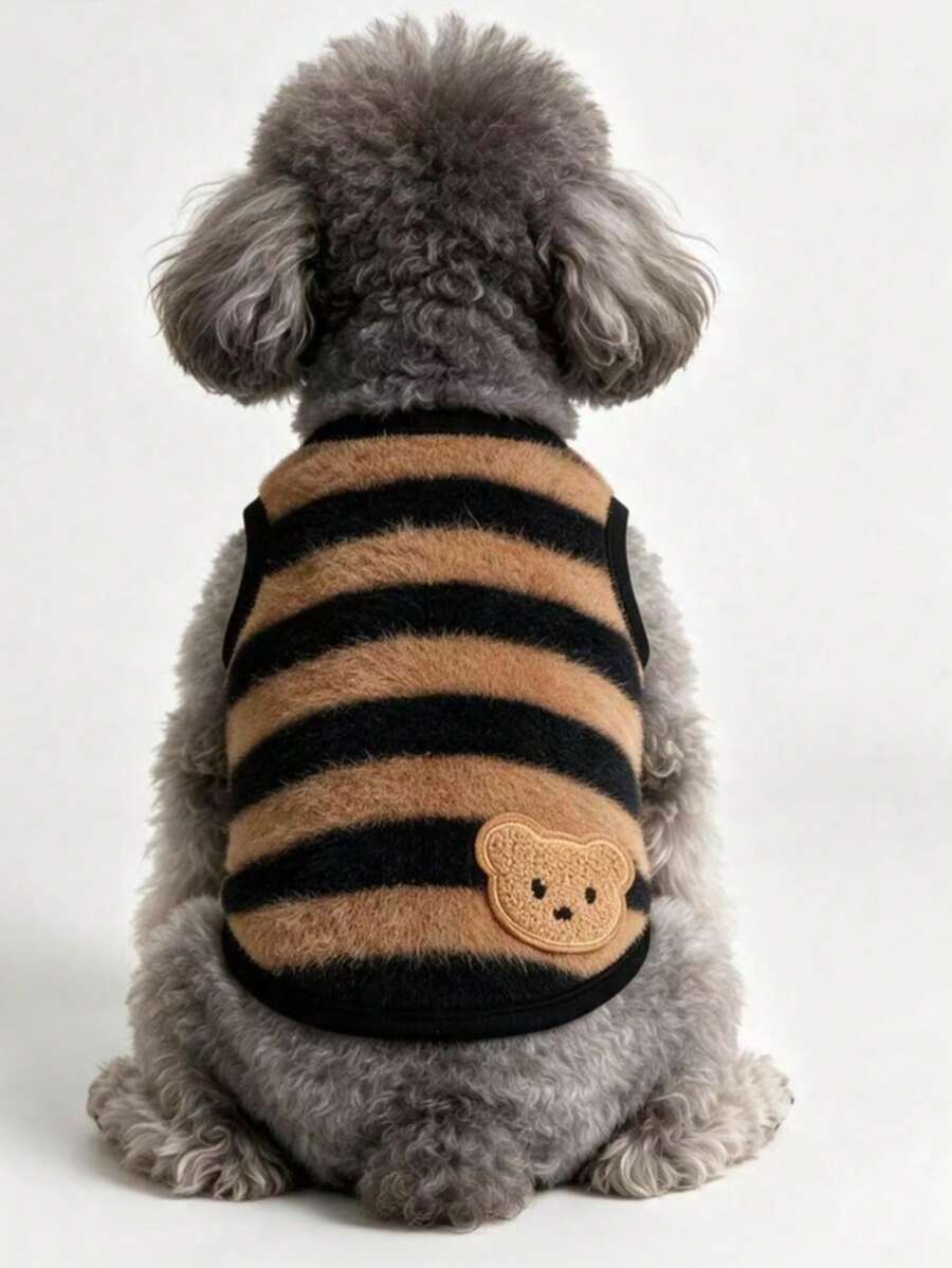 Little Brown Bear Black & Yellow Striped Pet Clothes, Suitable For Kittens And Puppies - Mustard Yellow - View 1