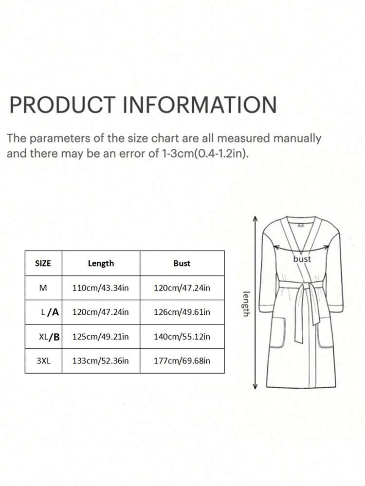 1pc Coral Fleece Men's Bathrobe Long Robe Sleepwear Home Robe Sleepwear Multiple Sizes Available Unisex Women's Plus Size Bathrobe Bathroom Pool Beach Travel Personal Use Gift - Grey - View 6