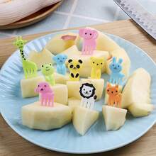 Bộ 50 nĩa trái cây hoạt hình, bộ gắp bento hình động vật, bộ 10/30 nĩa trái cây hình hươu cao cổ - Nhiều màu - Xem 3