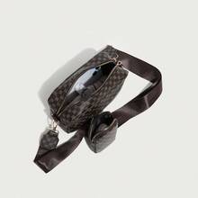 Women Brown Printed Crossbody Sling Shoulder 2Pcs Bag Set With Mini Coin Purse, Adjustable Wide Strap Casual Daily Travel Shopping Small Phone Purse - Multicolor - View 10