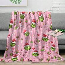 The Grinch Soft & Comfortable 1pc All-Over Print Modern Flannel Christmas Nap Blanket - Christmas Tree - Polyester Nap Blanket - Digital Printing, Suitable For Sofa, Bed, Travel, Office Home Decor - Multicolor - View 6