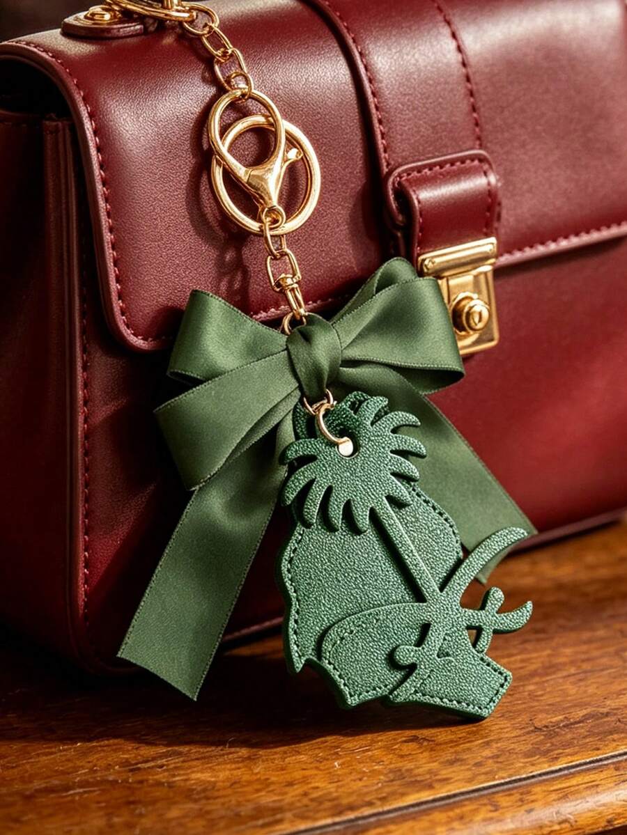 Pu Coconut Camel Palm Tree Bag Charm,Bow Keychain,Leather Palm Tree Bag Accessory,Fashion Women Handbag Charms,Gifts From Middle East,Holiday Gift - Multicolor - View 1