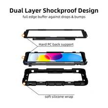 Heavy Duty Anti-Drop Tablet Protective Case, Adjustable Stand, Wrist Strap, 3-In-1 Shockproof And Anti-Drop, European And American Style, Compatible With Apple And Tablet Protective Case, (Some Models With Electronic Pen Slot) - Black - View 2