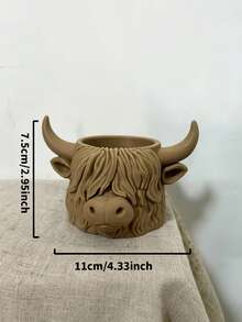 1pc Highland Cow Plant Pot, Cute & Interesting Design, Suitable For Small Plants Or Succulents, Halloween Christmas Decoration For Desk Or Window Sill Shelf, Best Gift For Animal Lovers - Multi-color - View 10