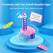 Soft Jelly Transparent Building Blocks Set, Flexible TPE Colorful Transparent DIY Construction Toy Kit, Bendable Stacking Puzzle Blocks, For Open-Ended Creative Building Games, Stress Relief, Suitable For Children, Teenagers, Adults, Also For Family Indoor Game Time, Birthday, Christmas Holiday Gifts, Imagination Development And Creative Craft Activities - Multicolor - View 5
