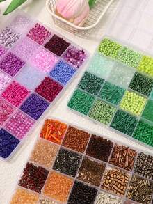 5200pcs/Box 24-Grid Glass Seed Beads DIY Jewelry Making Kit, Suitable For Women Bracelets & Holiday Gifts - Multicolor - View 5