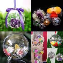 Clear Plastic Hollow Ball Shell Acrylic Sphere DIY Handmade Round Pendant Openable Christmas Ball Hanging Ornament - Multicolor - View 7