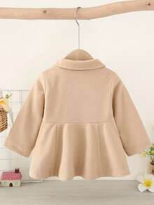 Autumn/Winter Toddler Girls Classic Fashion Overcoat Double-Breasted Small Lapel Sweet Cute Outerwear - Apricot - View 2