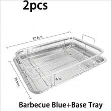 1 Set Multifunctional 2-In-1 Stainless Steel Oil Drainer & Baking Tray Set, Rectangular Oil Control Rack Cooked Food Filter Tray, Stainless Steel Material, Suitable For Home Oven Fried Chicken Wings And French Fries, Deep Frying And Grilling, Kitchen Filter, Outdoor Camping BBQ, Home Kitchen Supplies, Home Oven Baking, Air Fryer Baking Accessories, Suitable For Autumn Promotion, Halloween And Christmas Events - Multicolor - View 14