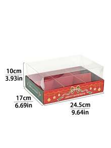 1pc/4pcs/10pcs Christmas 6-Grid Box With Lid, 4-Compartment Design For Cookies, Candy, Chocolate, Baking Shop Gift Paper Box - View 5