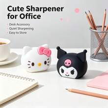 SANRIO 1pc Cartoon Shaped Pencil Sharpener With Cute Silicone Shell, Compact Portable Desktop Stationery, Daily Writing Pencil Sharpening Tool, Multiple Adorable Designs, Suitable For Students Classroom And Home Writing, Fun And Practical Small Stationery, Ideal As Daily Small Gift - Multicolor - View 6