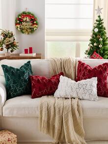 1/2pcs Green Christmas Gold Sequin Christmas Tree Pillow Case (Pillow Insert Not Included), Modern Fashionable Comfortable Soft Faux Rabbit Fur Fabric Embroidered Pillow Case, Suitable For Daily Home Decor, Sofa, Bed, Bedroom, Living Room, Decorative Pillow Case, Daily Holiday Party Decoration, Suitable For All Four Seasons - Dark Green - View 8