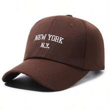 Vintage College Style English Letter Embroidered Solid Color Baseball Cap Unisex Personalized Curved Brim Baseball Cap - One Size - View 9