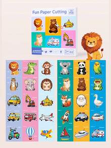 30Pcs Kids Scissor Skills Paper Cutting Set, STEM Craft Classroom Reward, Birthday Christmas Party Kit With Animal & Vehicle Patterns | Gift - Multicolor - View 9