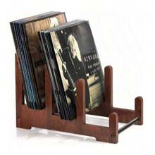 1 Piece Solid Wood Record Holder, Vinyl Record Storage, Holds 60 Vinyl Record Display Racks, Wooden Album Storage For Vinyl Record Albums, Magazine Files - Multicolor - View 3