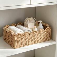 1pc Multi-Functional Storage Basket, Suitable For Everyday Home Organization. Can Be Used In Kitchens, Bathrooms, Bedrooms, Living Rooms, And Dormitories. Perfect For Countertops, Shelves, Dressing Tables, And Both Stylish And Rustic Decor. - Multicolor - View 10
