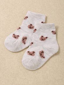 10/20 Pairs Random Cute Bear Pattern Elastic Mid-Calf Socks, Suitable For Autumn/Winter, For Infants And Toddlers, Baby Halloween Autumn Decoration - Multicolor - View 4